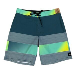 Vans Board Shorts Mens 30 Green Multi Swim Trunks Striped Drawstring Surfing